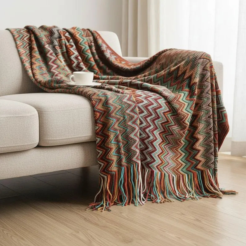 Boho Chevron Throw Blanket